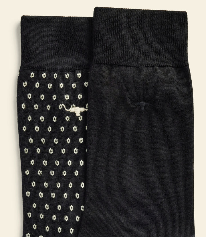 R.M.Williams Nelson polka dot sock 2 pack - Black/Cream