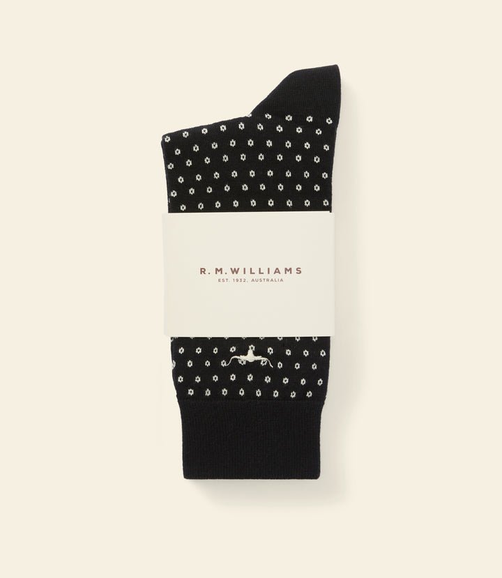 R.M.Williams Nelson polka dot sock 2 pack - Black/Cream