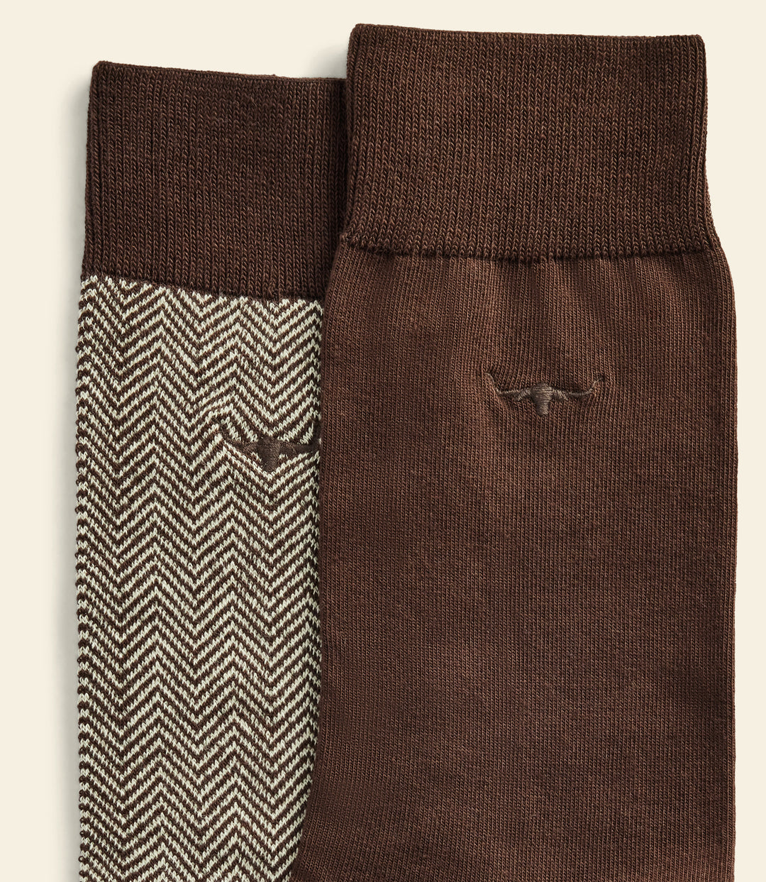 R.M.Williams Nelson herringbone sock 2 pack - Hot Fudge