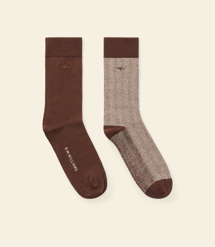 R.M.Williams Nelson herringbone sock 2 pack