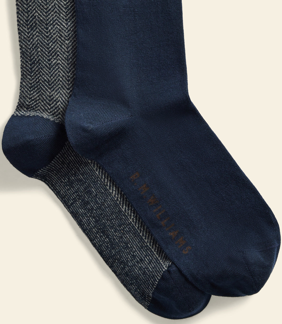 R.M.Williams Nelson herringbone sock 2 pack - Grey Navy
