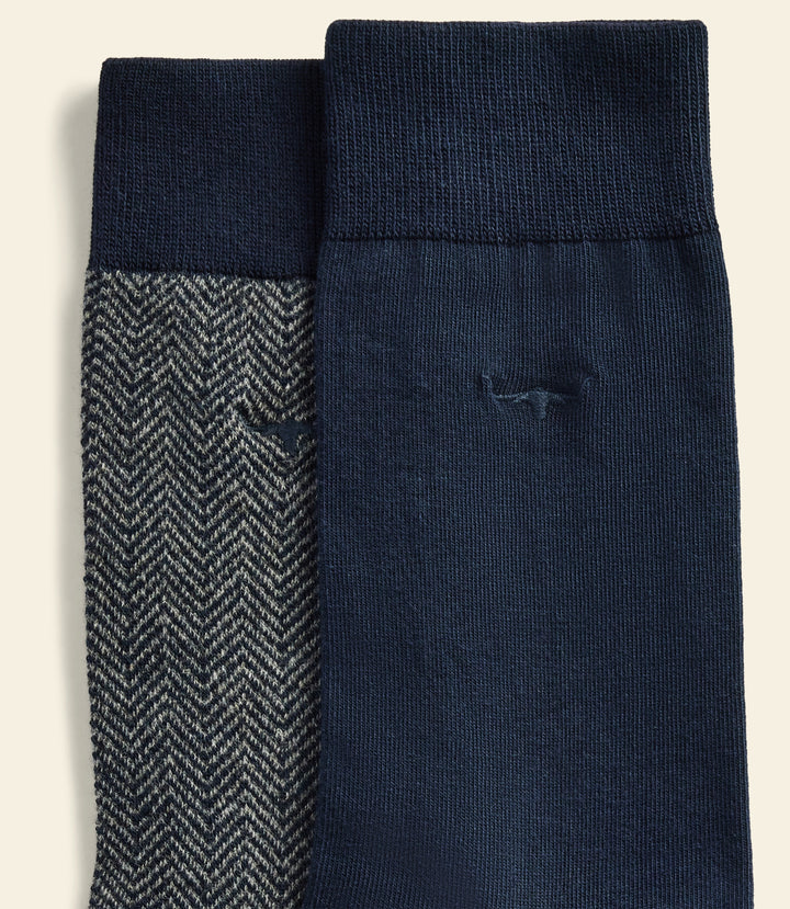 R.M.Williams Nelson herringbone sock 2 pack - Grey Navy