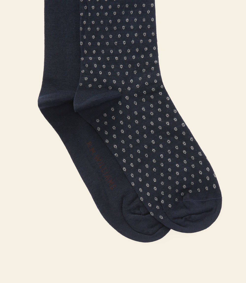 R.M.Williams Nelson polka dot sock 2 pack - Grey Navy - view 2