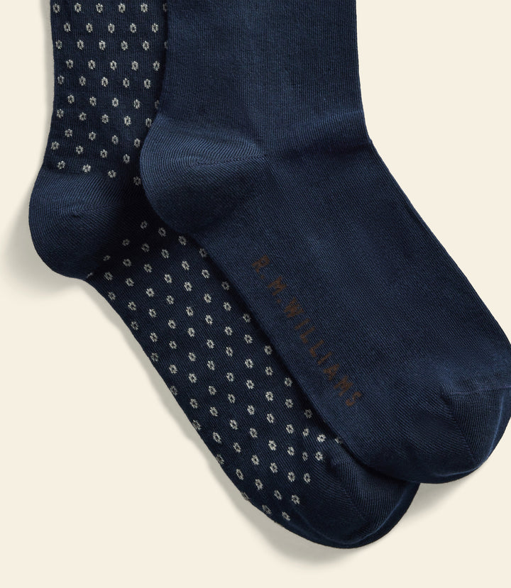 R.M.Williams Nelson polka dot sock 2 pack - Grey Navy