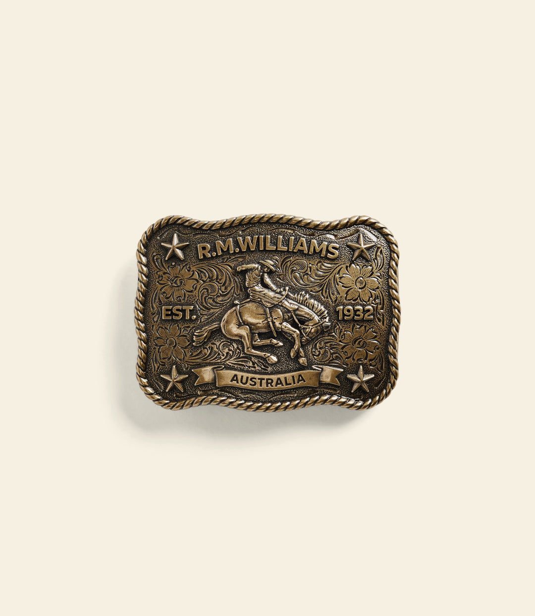 R.M.Williams Cloudbuster trophy buckle - Antique Brass