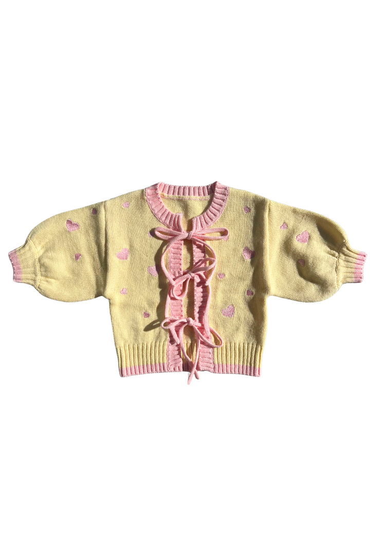 Poss &amp; Soss Heart Tie Up Cardigan, Pink Lemonade, view 8 of 9