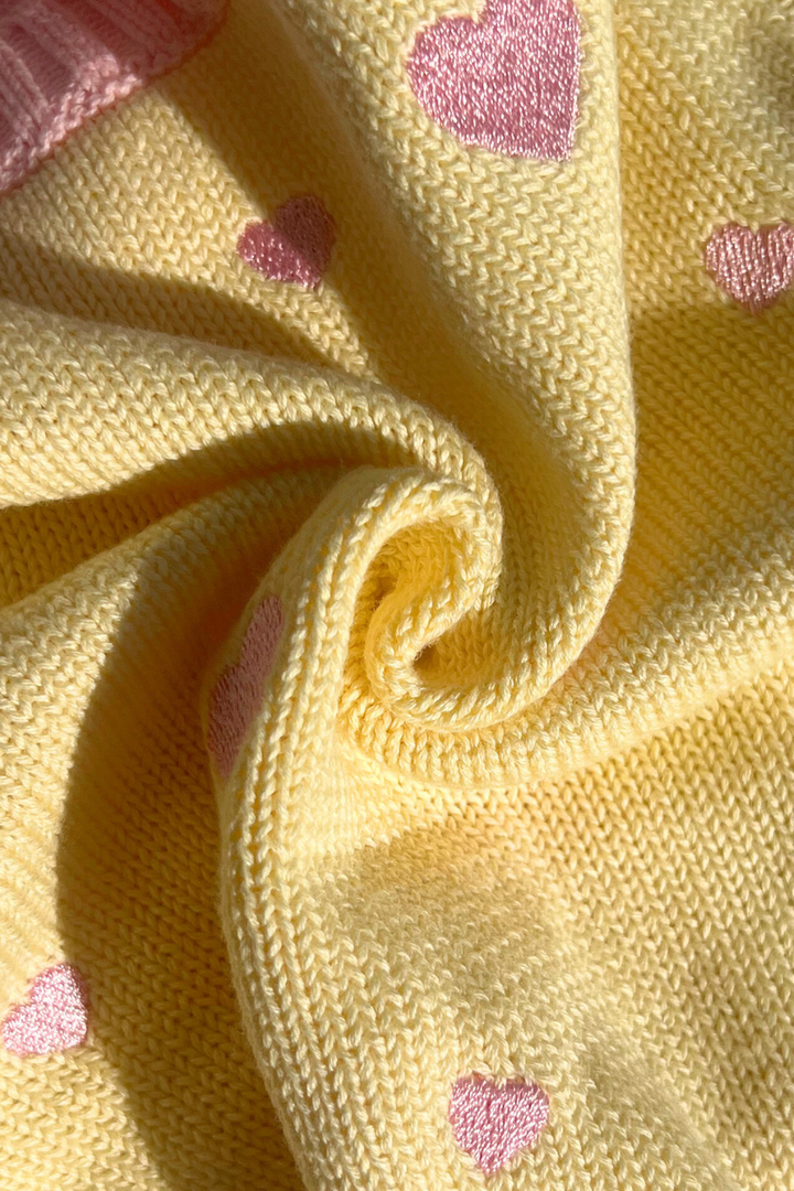 Poss &amp; Soss Heart Tie Up Cardigan, Pink Lemonade, detail