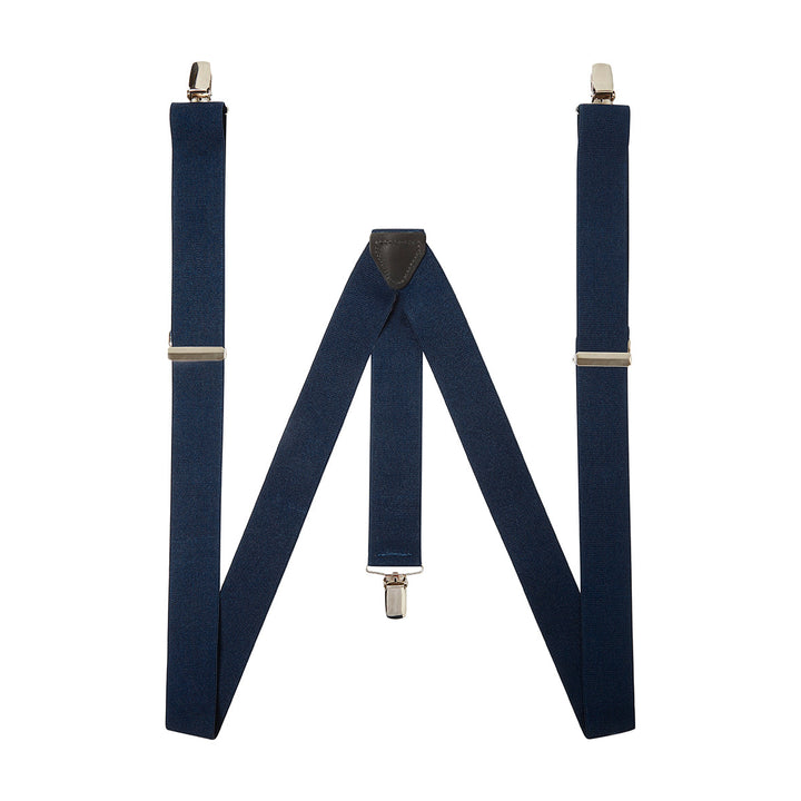 Buckle - Solid Colour Suspenders X-Back Nickel Clips - Navy