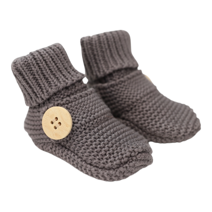 Korango - Cotton Knit Button Bootie with Gift Box - Charcoal (3-6 Months)