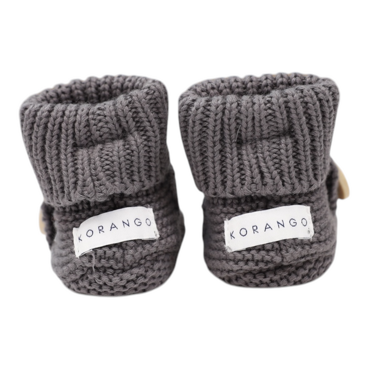 Korango - Cotton Knit Button Bootie with Gift Box - Charcoal (3-6 Months)