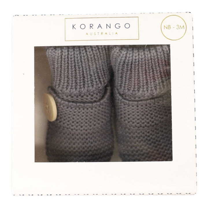 Korango - Cotton Knit Button Bootie with Gift Box - Charcoal (3-6 Months)