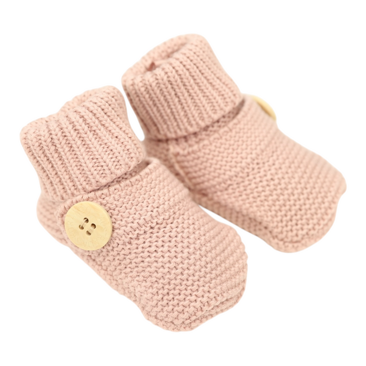 Korango - Cotton Knit Button Bootie with Gift Box - Dusty Pink (0-3 Months)