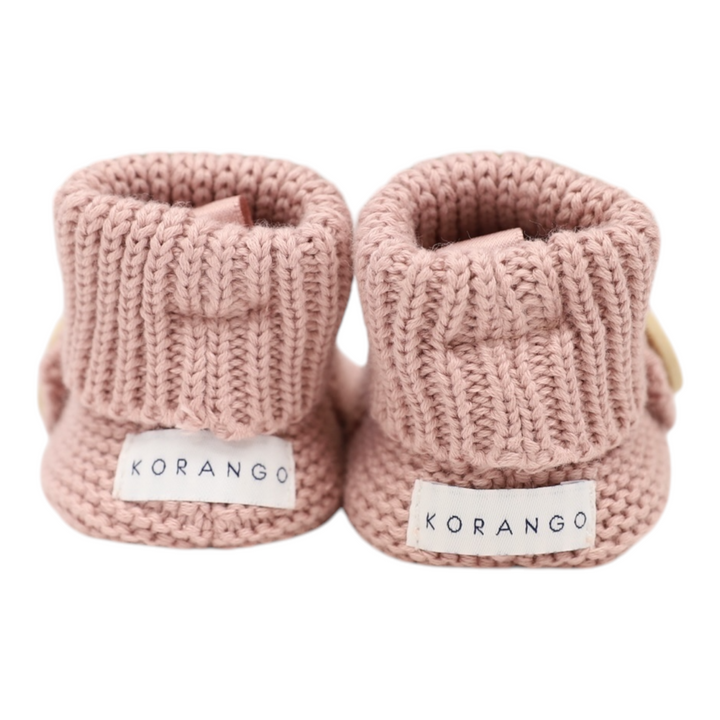 Korango - Cotton Knit Button Bootie with Gift Box - Dusty Pink (0-3 Months)
