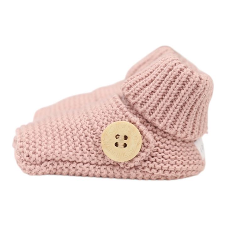 Korango - Cotton Knit Button Bootie with Gift Box - Dusty Pink (0-3 Months)