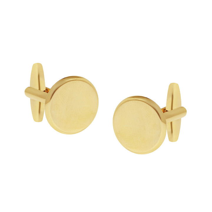 Buckle - Brushed Round Gold Cufflinks