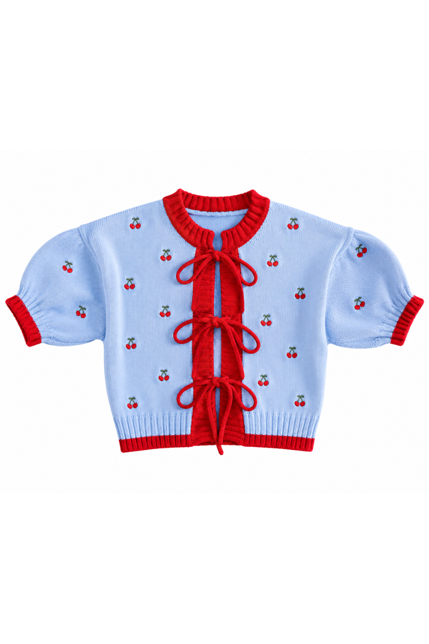 Poss &amp; Soss Tie Up Cardigan, Cherry Bomb, view 10 of 11