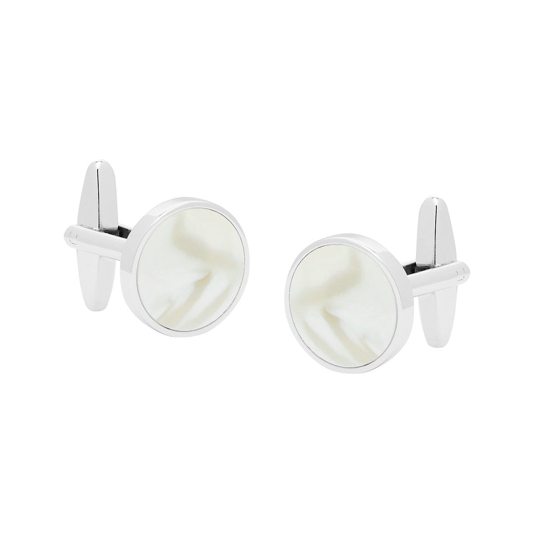 Buckle - Mother of Pearl Round Nickel Cufflinks