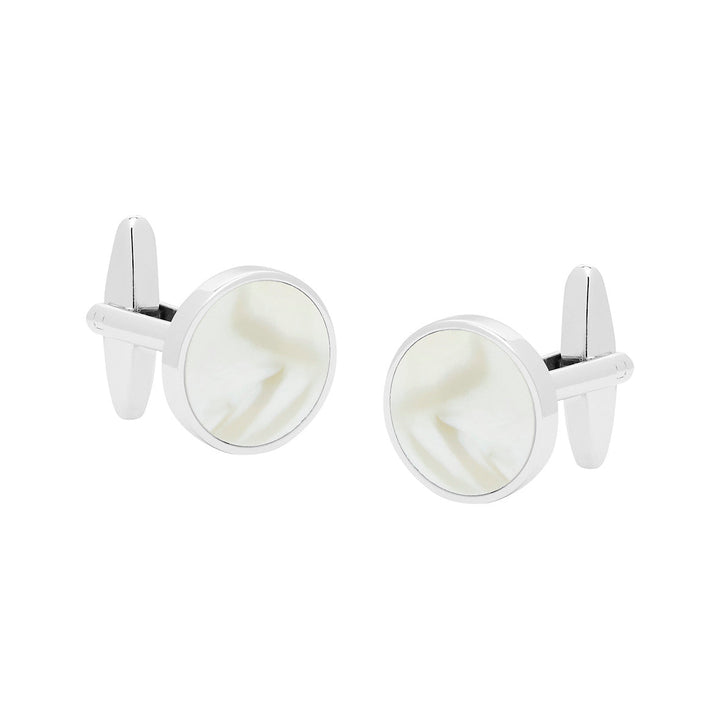 Buckle - Mother of Pearl Round Nickel Cufflinks