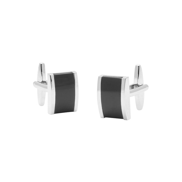 Buckle - Onyx Rectangular Nickel Cufflinks