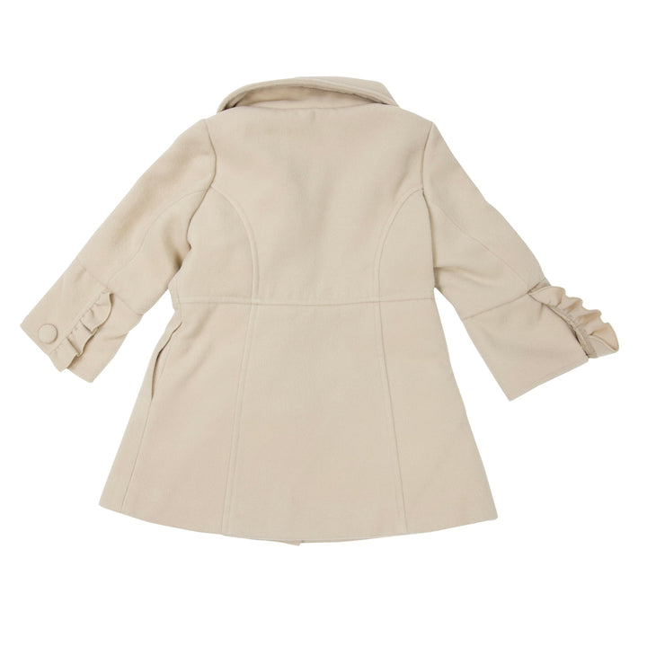Korango - Frilled Collared Overcoat Faux Wool - Beige