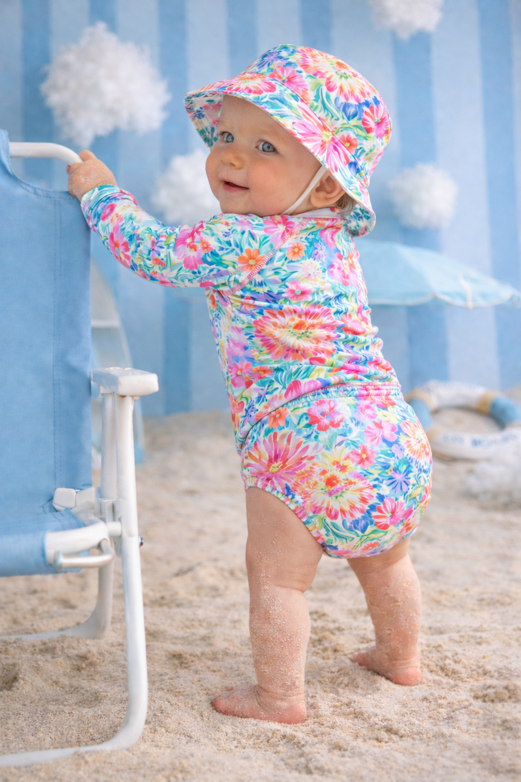 Confetti Kidz Reusable Swim Nappy in Garden Glow, shown with a matching rashie (rashie not included)