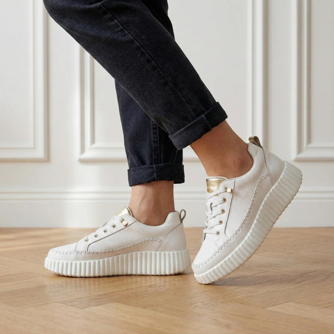 Bragi - Aria White Leather Platform Sneaker