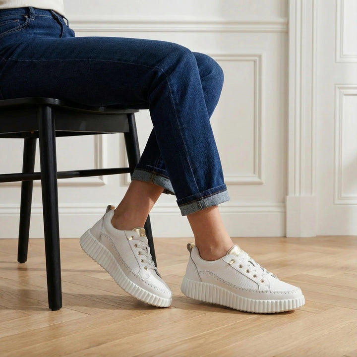 Bragi - Aria White Leather Platform Sneaker