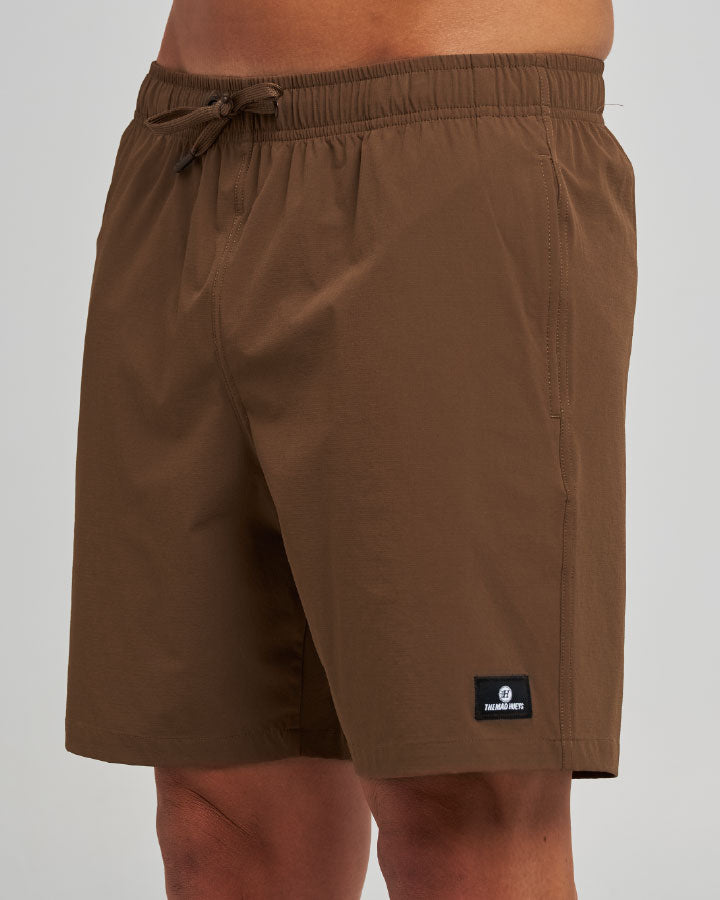 The Mad Hueys Freestyle 18" Swim Volley Short in Walnut - product photo 1