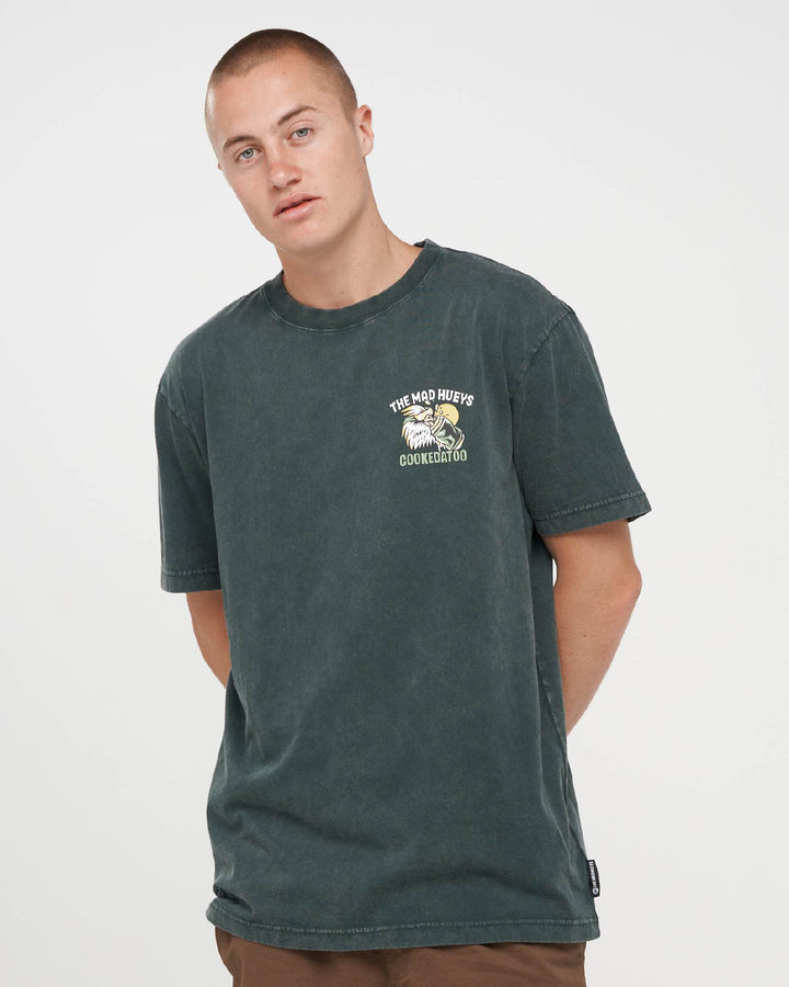 The Mad Hueys Goon Cookedatoo SS Tee in Pine Green Washed - product photo 3