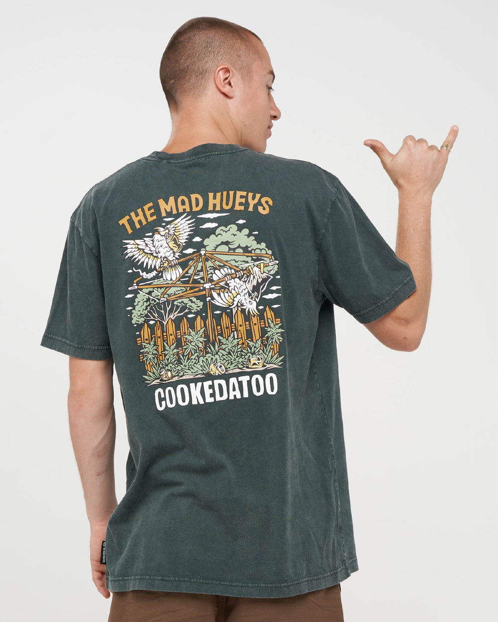 The Mad Hueys Goon Cookedatoo SS Tee in Pine Green Washed - product photo 2
