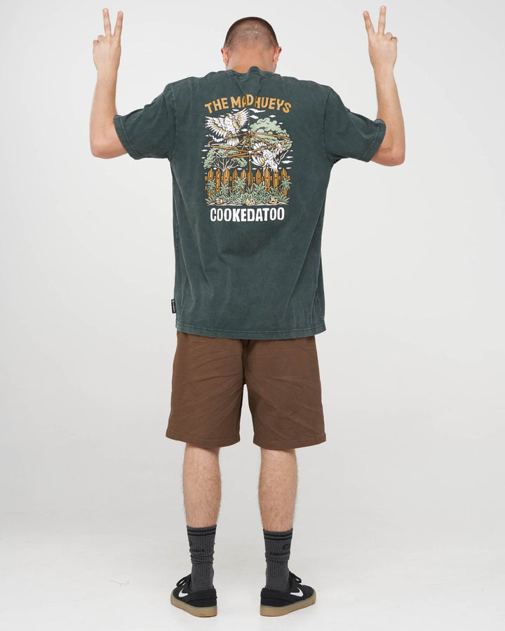 The Mad Hueys Goon Cookedatoo SS Tee in Pine Green Washed - product photo 4