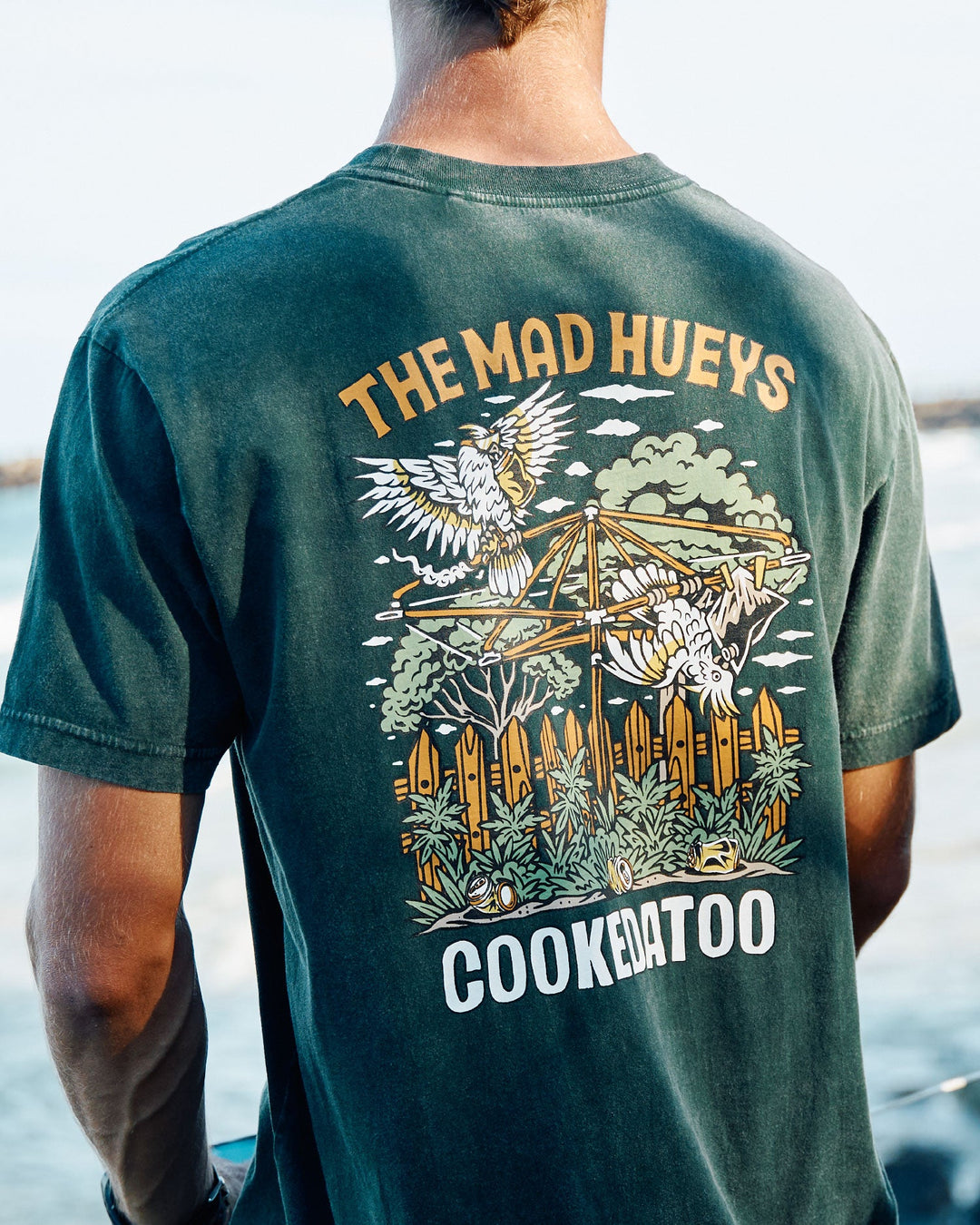 The Mad Hueys Goon Cookedatoo SS Tee in Pine Green Washed - product photo 1