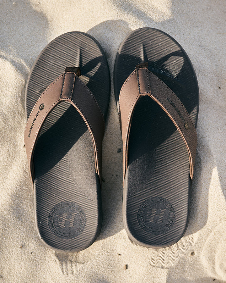 The Mad Hueys Laid Back Wide Strap Thongs in Tan - product photo 1
