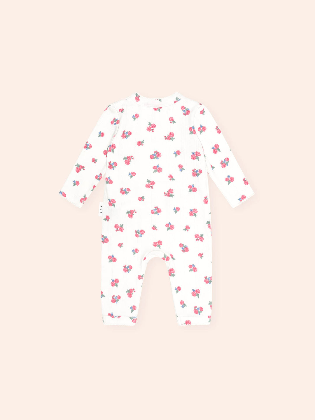 Huxbaby Floral Pointelle Kimono Romper in Almond Milk - photo 4 of 6