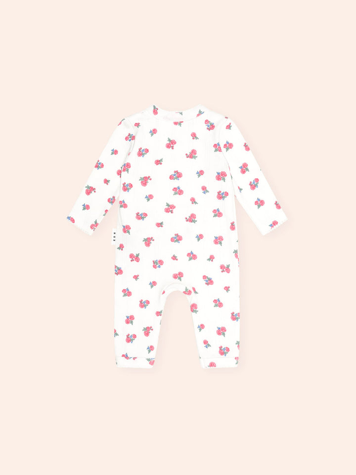 Huxbaby Floral Pointelle Kimono Romper in Almond Milk - photo 4 of 6