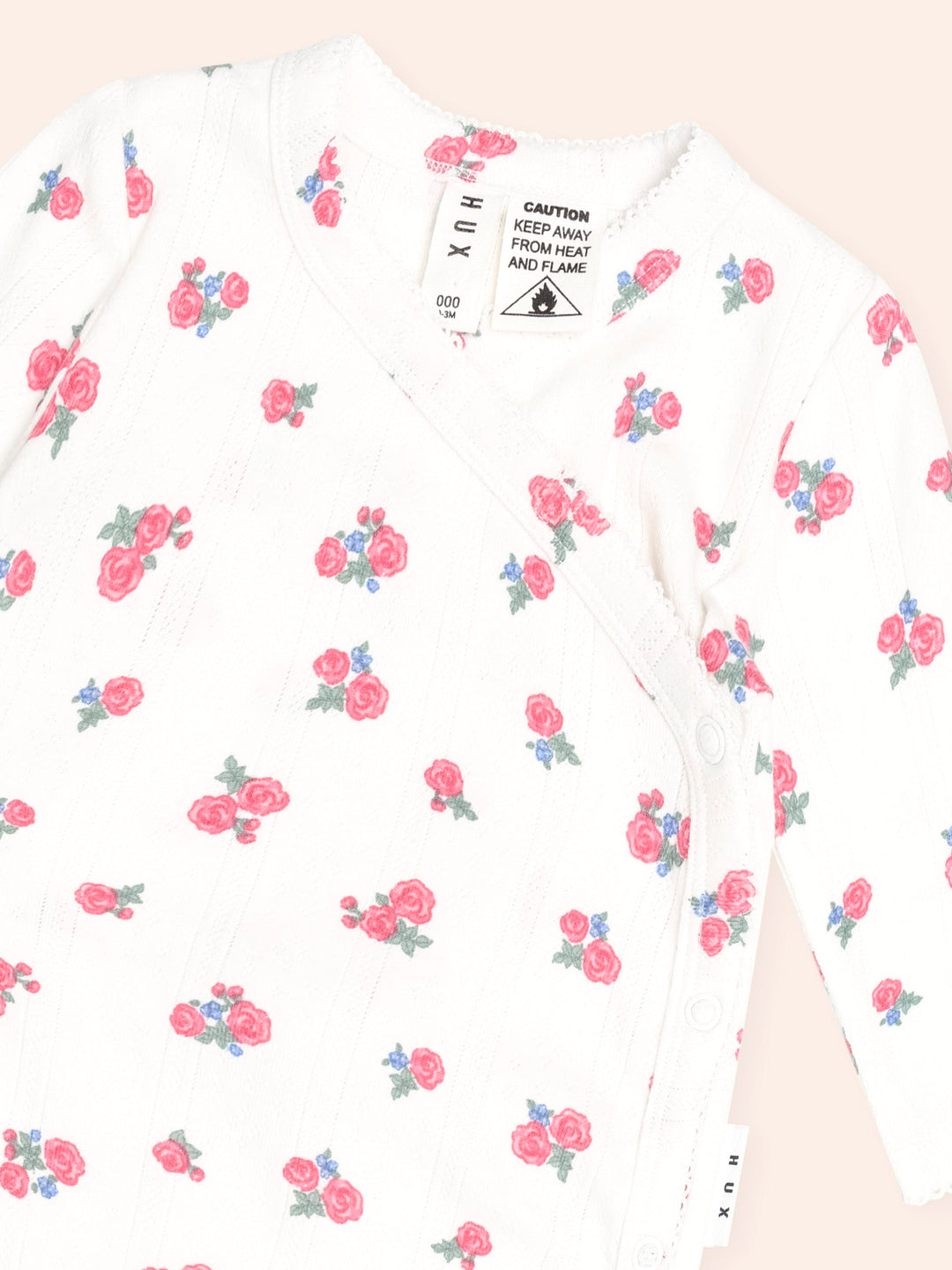 Huxbaby Floral Pointelle Kimono Romper in Almond Milk - photo 5 of 6
