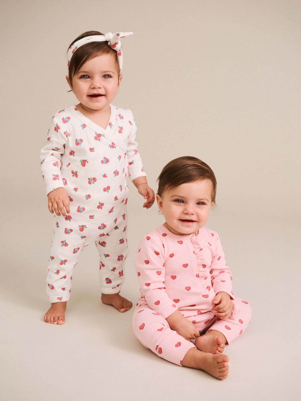 Huxbaby Floral Pointelle Kimono Romper in Almond Milk - photo 2 of 6