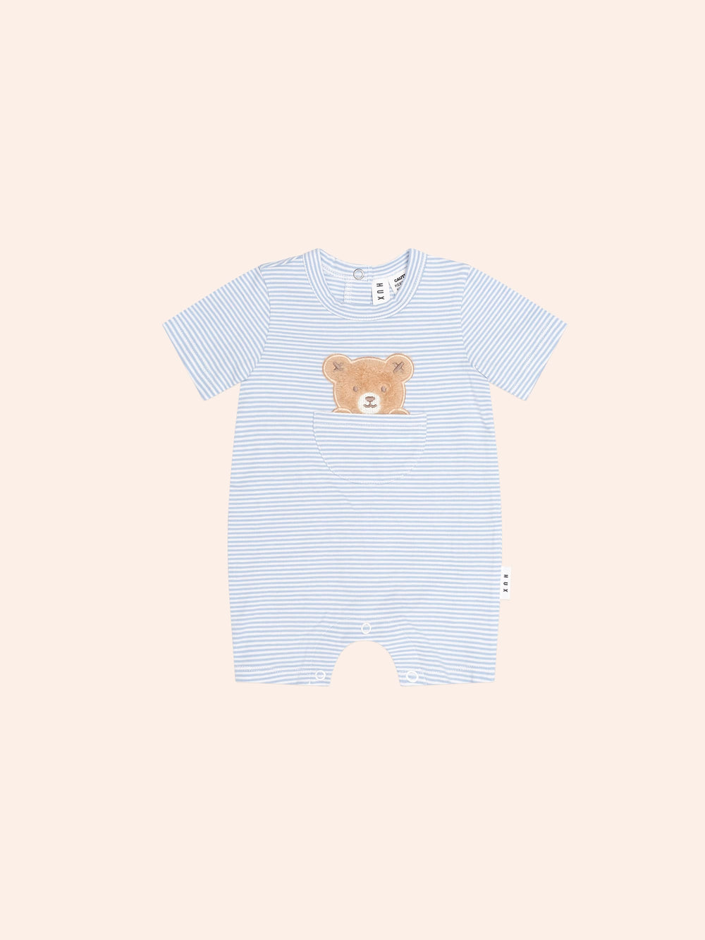 Huxbaby Peekaboo Hux Stripe Bodysuit in Baby Blue/Almond Milk - photo 2 of 5