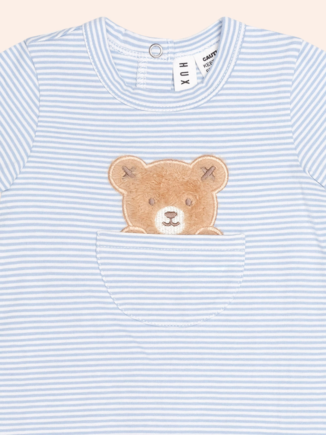 Huxbaby Peekaboo Hux Stripe Bodysuit in Baby Blue/Almond Milk - photo 3 of 5
