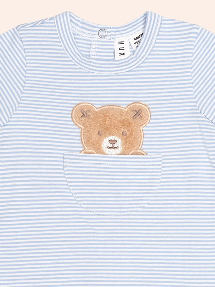 Huxbaby Peekaboo Hux Stripe Bodysuit in Baby Blue/Almond Milk - photo 3 of 5