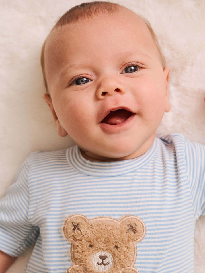 Huxbaby Peekaboo Hux Stripe Bodysuit in Baby Blue/Almond Milk - photo 5 of 5