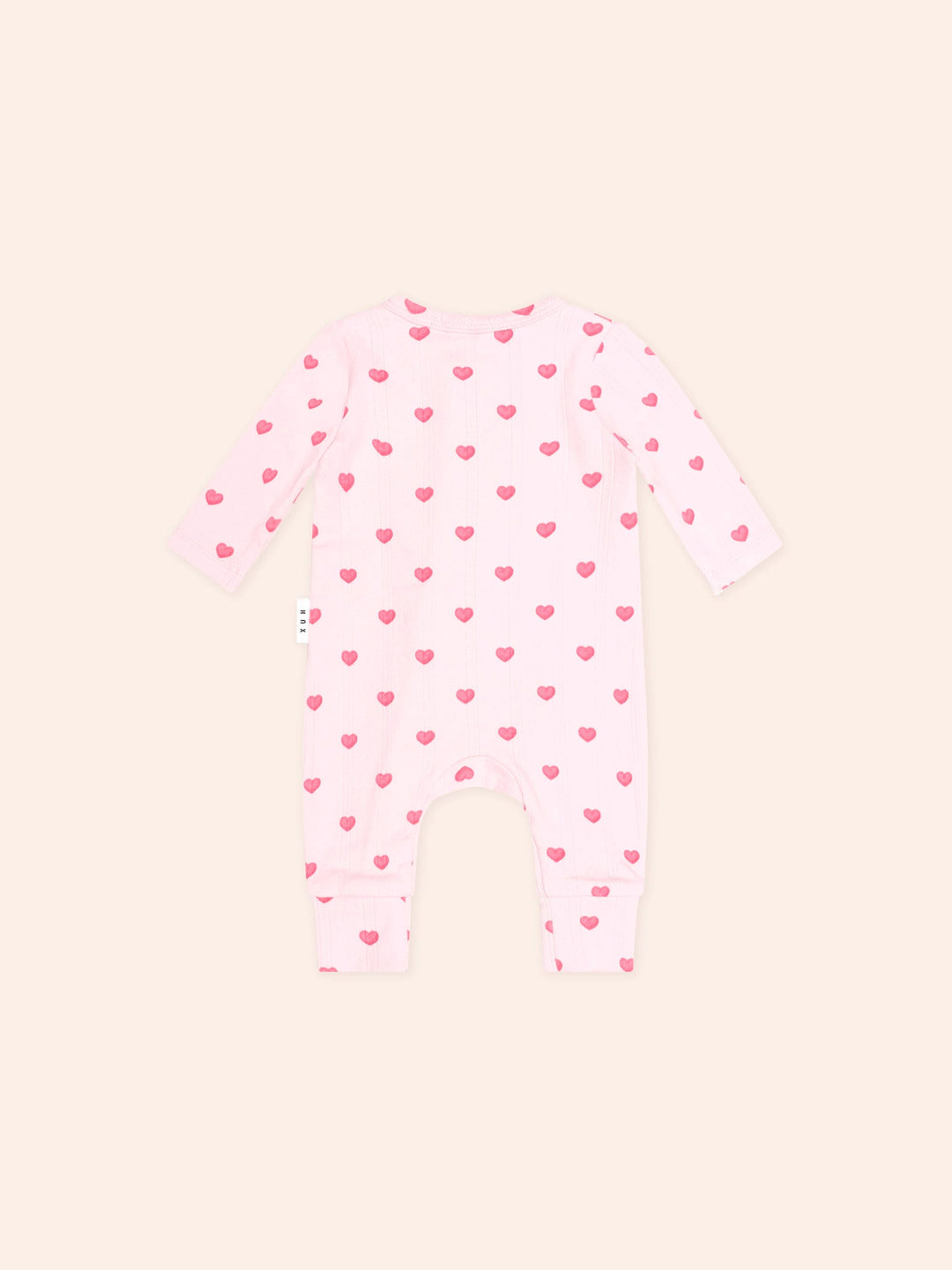 Huxbaby I Heart You Pointelle Frill Zip Romper in Baby Pink - photo 4 of 5