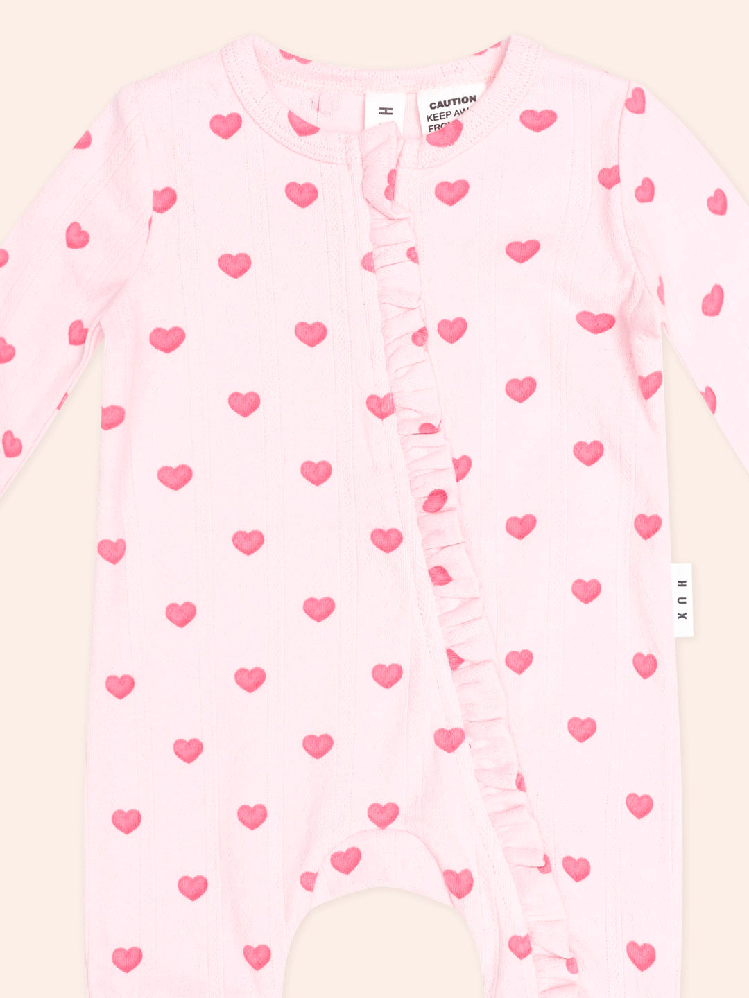 Huxbaby I Heart You Pointelle Frill Zip Romper in Baby Pink - photo 3 of 5