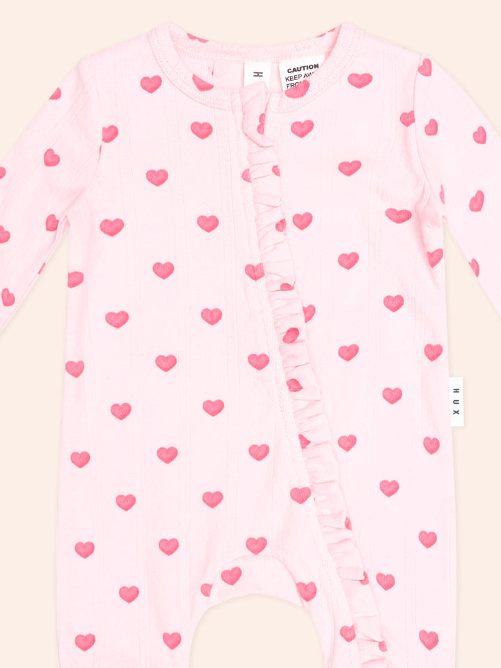 Huxbaby I Heart You Pointelle Frill Zip Romper in Baby Pink - photo 3 of 5
