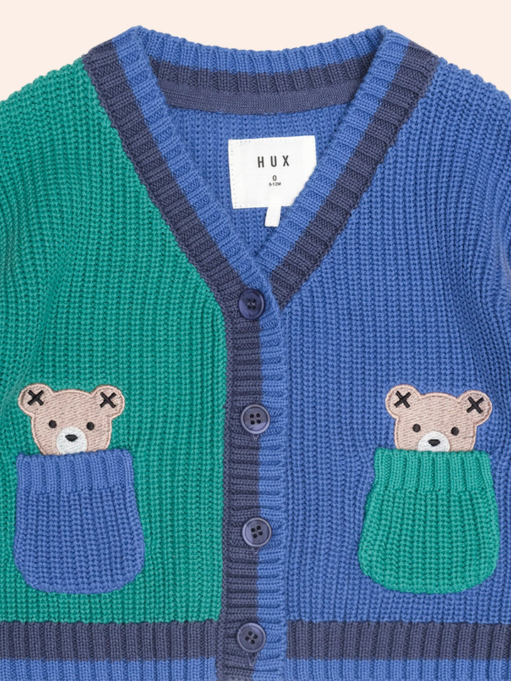 Huxbaby Colour Block Peekaboo Hux Cardi in Multi - photo 3 of 5