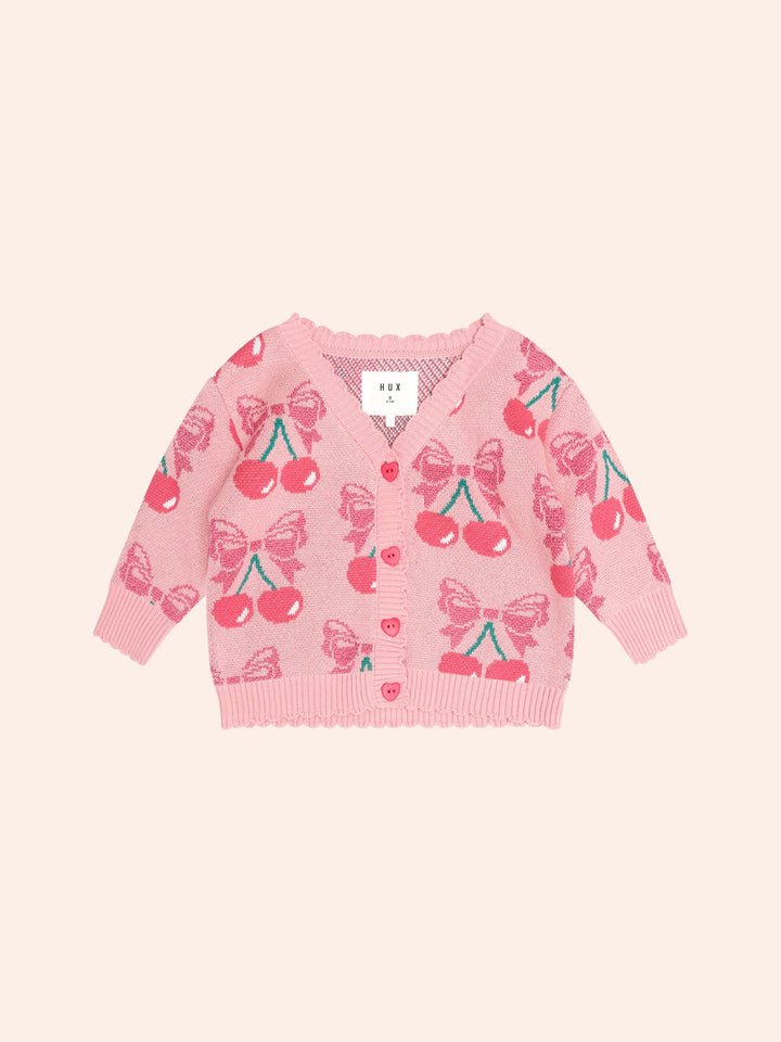 Huxbaby Cherry Bow Cardi in Vintage Pink - photo 1 of 4