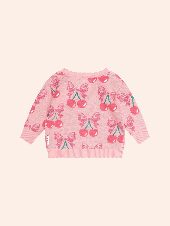 Huxbaby Cherry Bow Cardi in Vintage Pink - photo 4 of 4