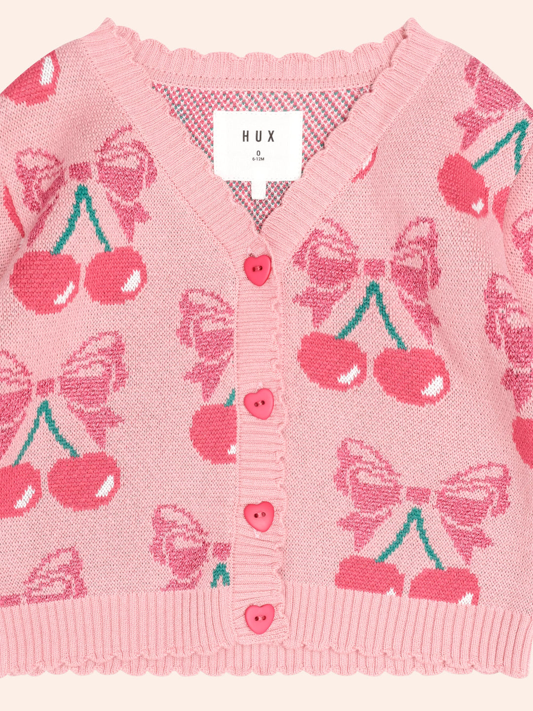 Huxbaby Cherry Bow Cardi in Vintage Pink - photo 3 of 4