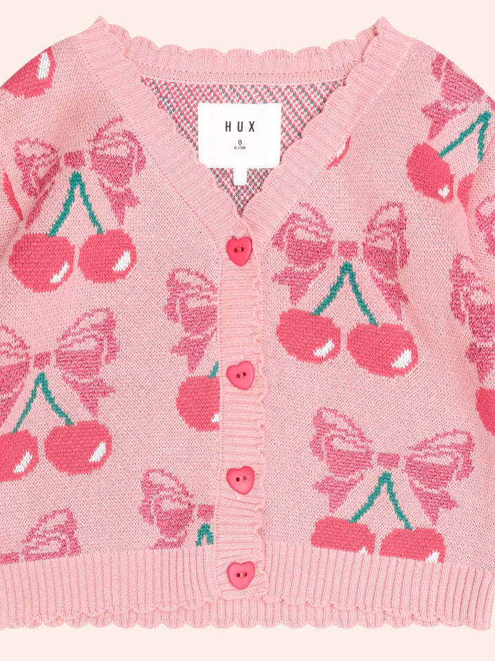 Huxbaby Cherry Bow Cardi in Vintage Pink - photo 3 of 4
