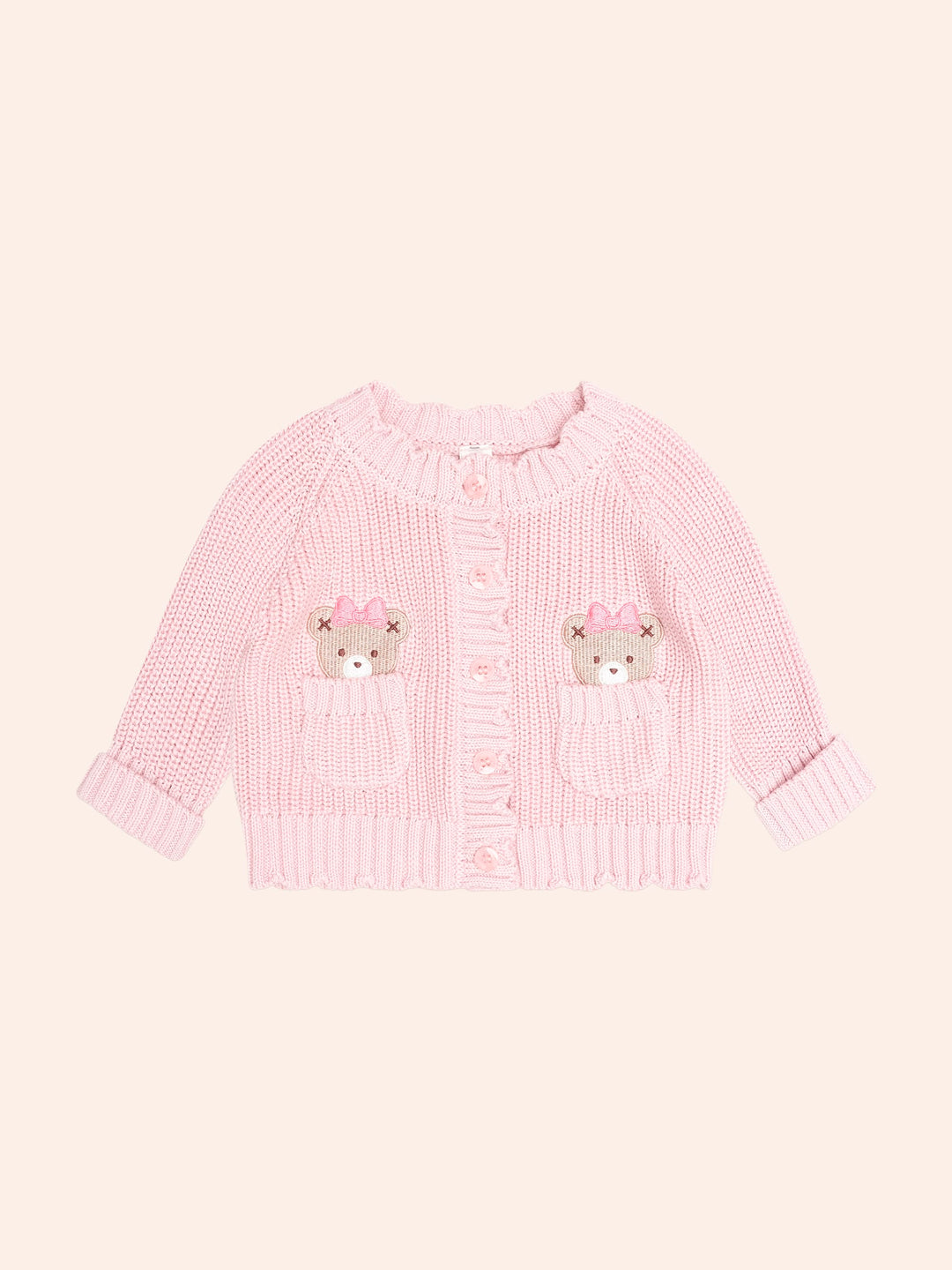 Huxbaby Baby Pink Fisherman Cardi in Baby Pink - photo 1 of 3